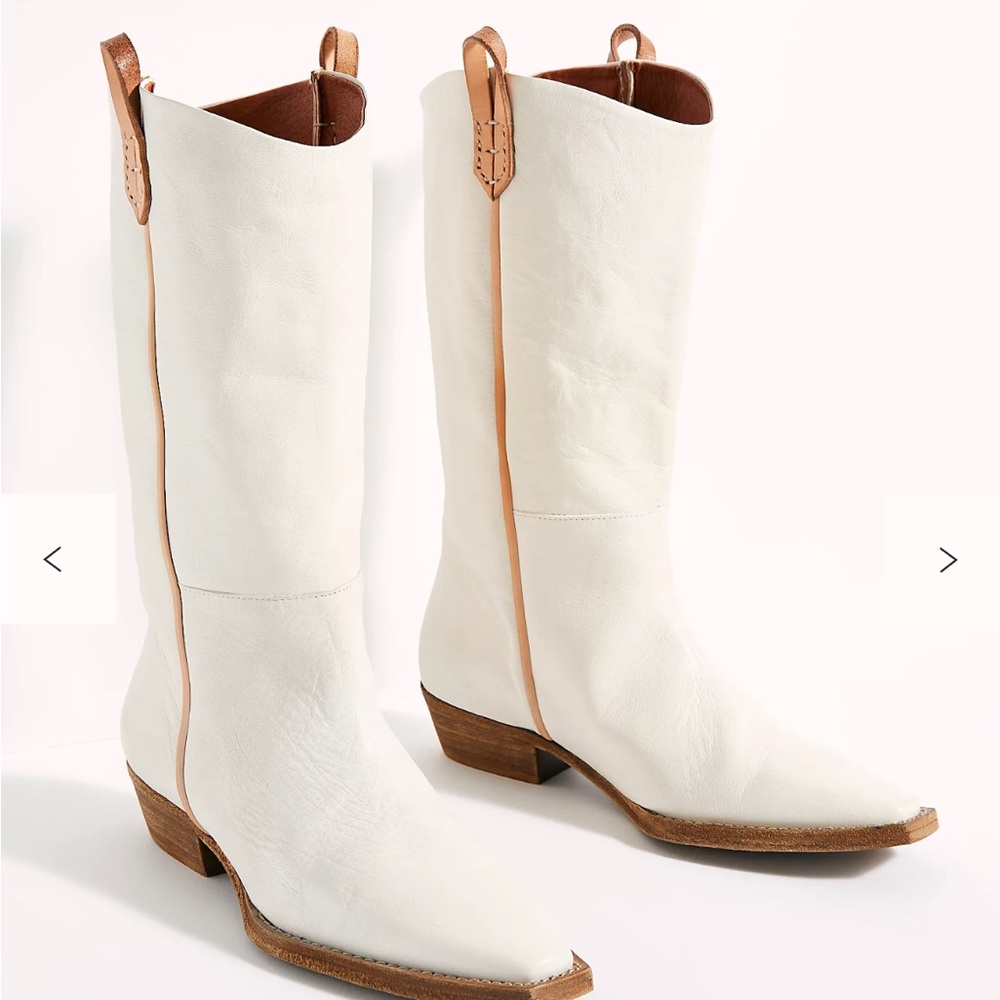 Free People Montage White Leather Cowboy Boots